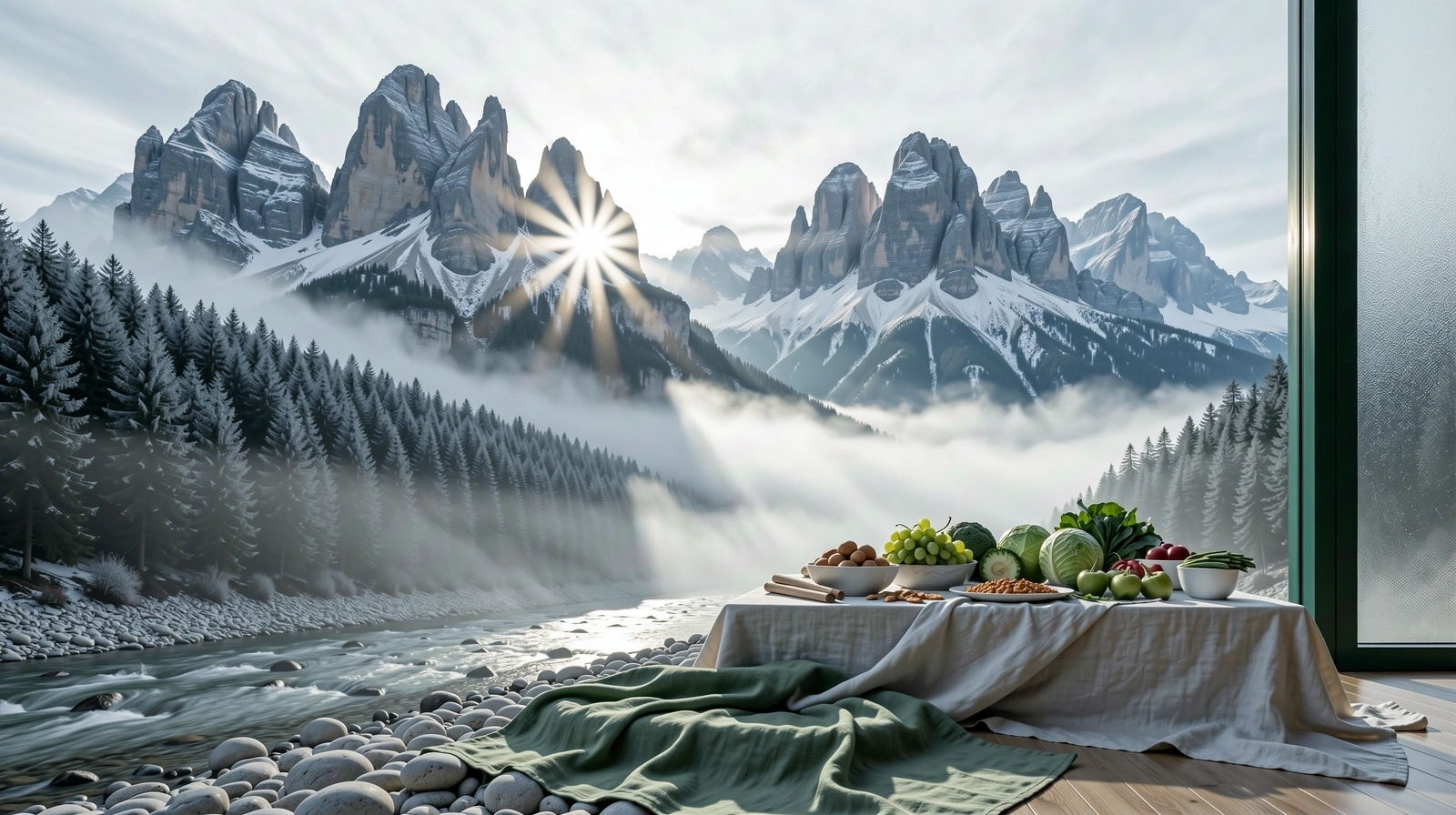Morning mist over the Bernese Alps