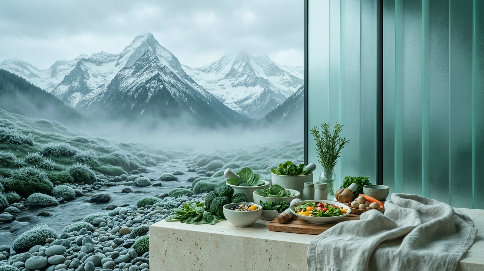Alps in morning mist